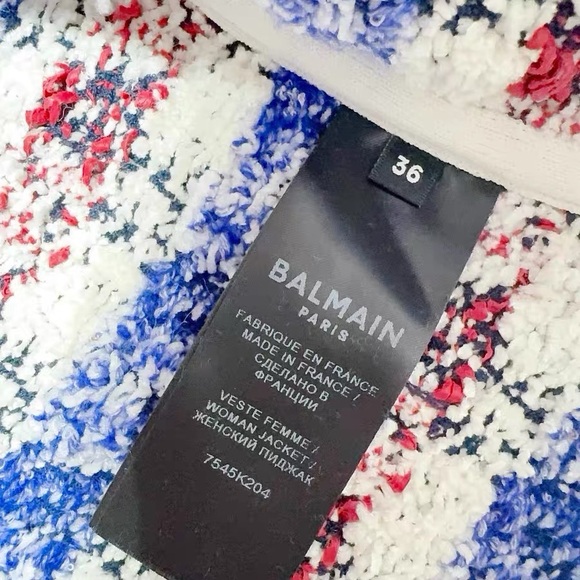 Authentic Balmain Vibrant Knit Cardigan with Blue, Red, and White Stripes - Picture 6 of 6